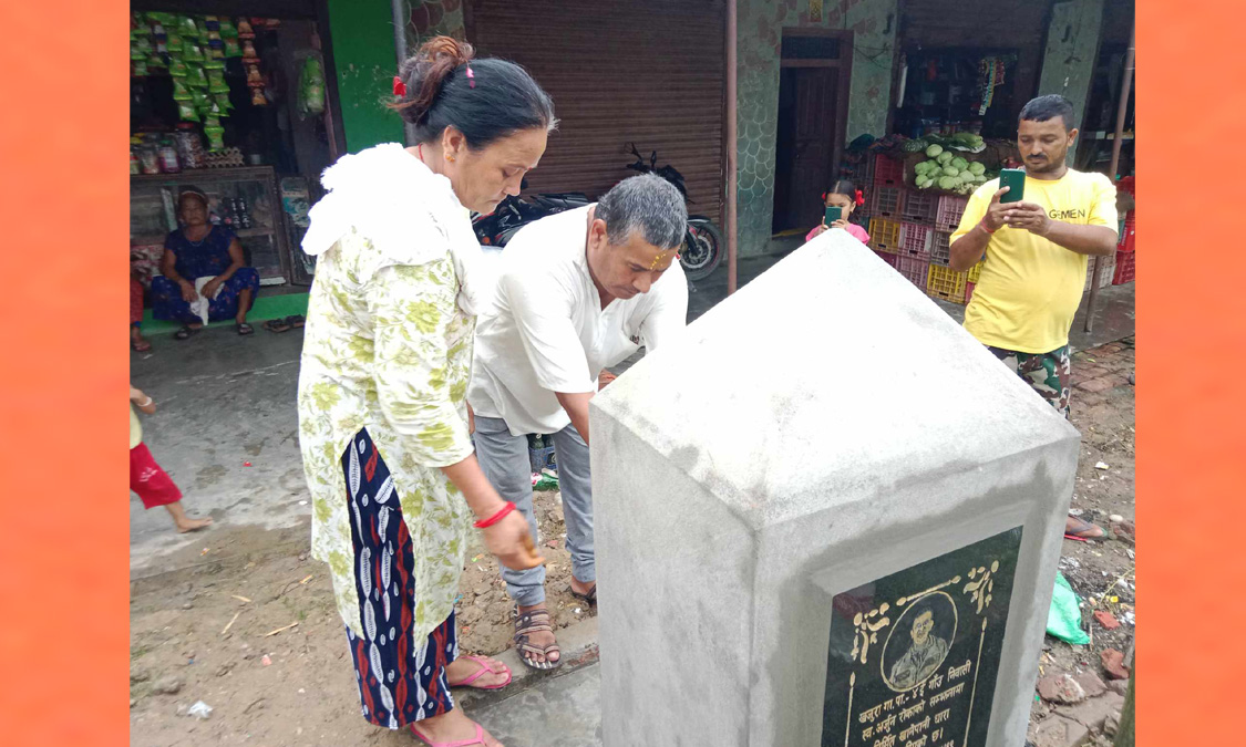 छोराको सम्झनामा खानेपानीको धारा निर्माण